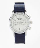 Brooks Brothers Round White Face Watch With Nylon Band