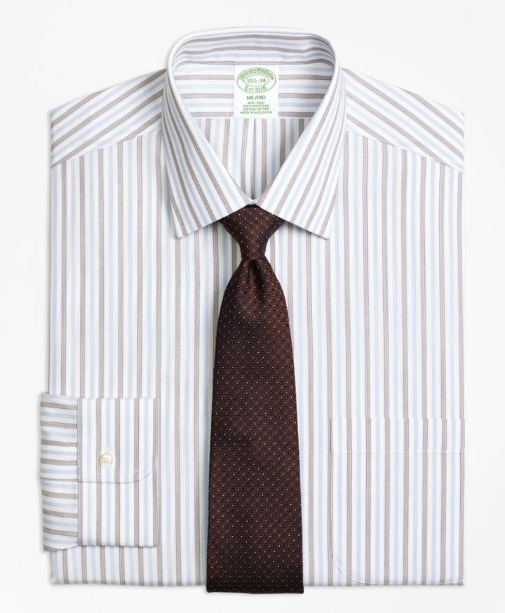 Brooks Brothers Men's Non-iron Extra Slim Fit Hairline Framed Stripe Dress Shirt