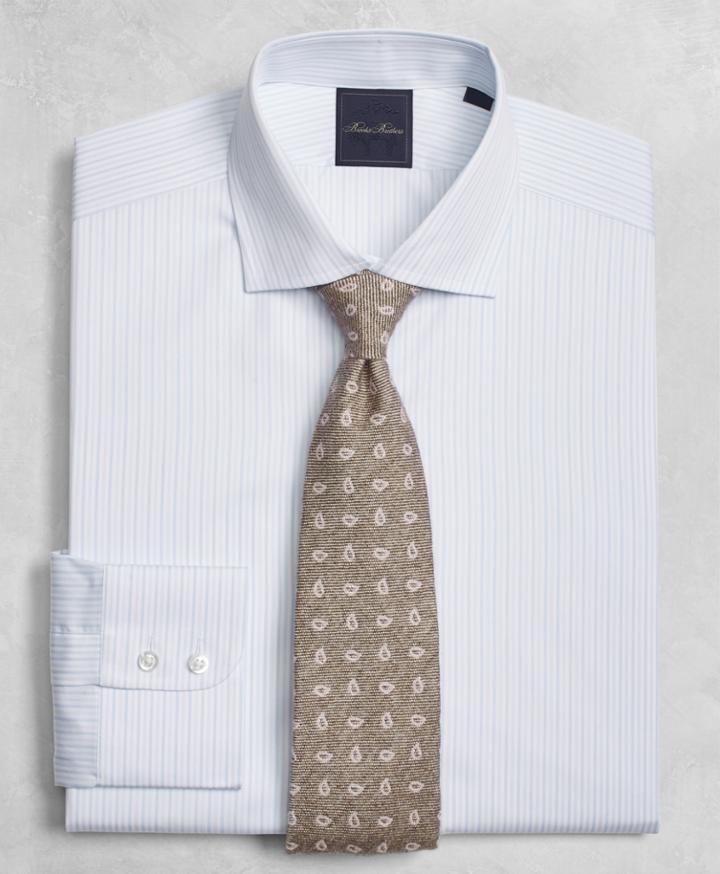 Brooks Brothers Men's Golden Fleece Extra Slim Fit Two-tone Alternating-stripe English-collar Dress Shirt