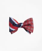 Brooks Brothers Men's Bb#1 Stripe With Double Stripe Reversible Bow Tie