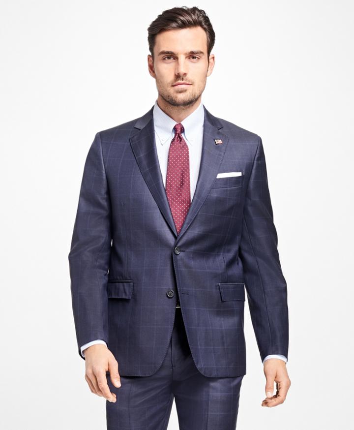 Brooks Brothers Men's Regent Fit Plaid With Windowpane 1818 Suit