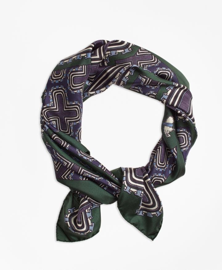 Brooks Brothers Women's Geometric-print Silk Square Scarf