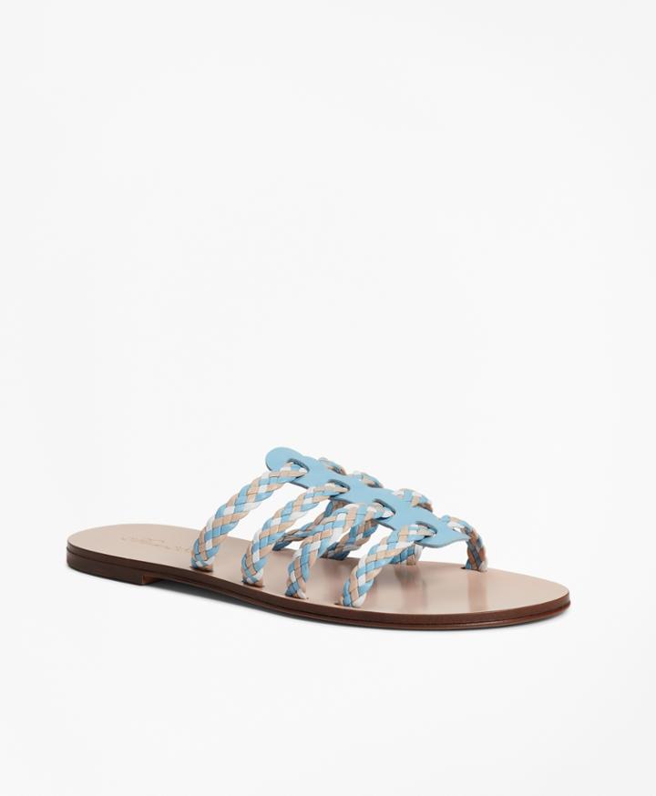 Brooks Brothers Women's Braided Leather Slide Sandals