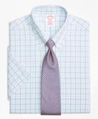 Brooks Brothers Non-iron Madison Fit Alternating Twin Tattersall Short-sleeve Dress Shirt