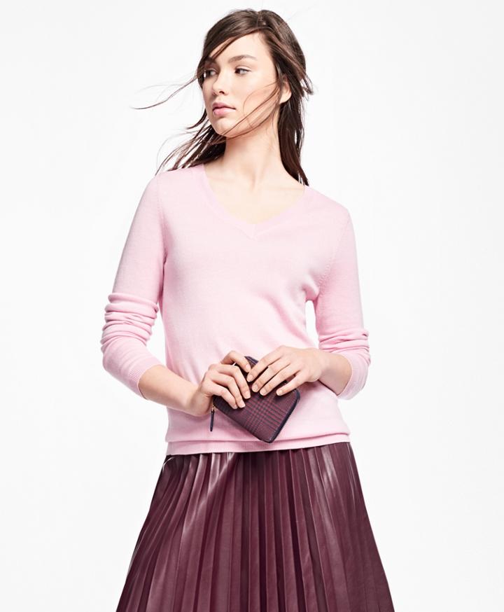 Brooks Brothers Women's Merino Wool V-neck Sweater