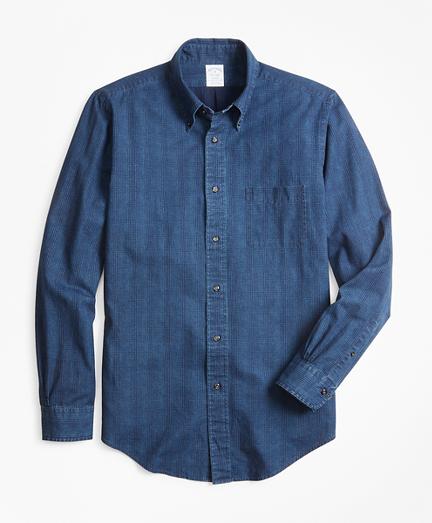 Brooks Brothers Regent Fit Glen Plaid Indigo Sport Shirt