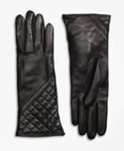 Brooks Brothers Women's Cashmere Lined Quilted Leather Gloves