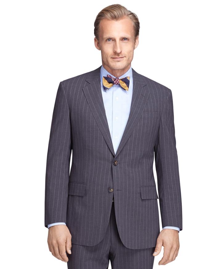 Brooks Brothers Men's Madison Fit Grey Mini Bead Stripe Brookscool Suit