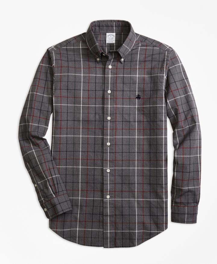 Brooks Brothers Men's Regent Fit Yarn-dyed Oxford Windowpane Sport Shirt