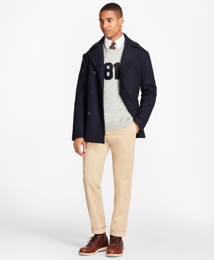 Brooks Brothers Men's Wool-blend Melton Pea Coat