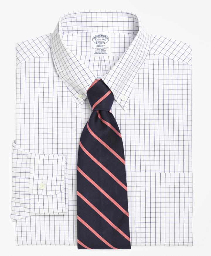 Brooks Brothers Men's Non-iron Slim Fit Windowpane Dress Shirt
