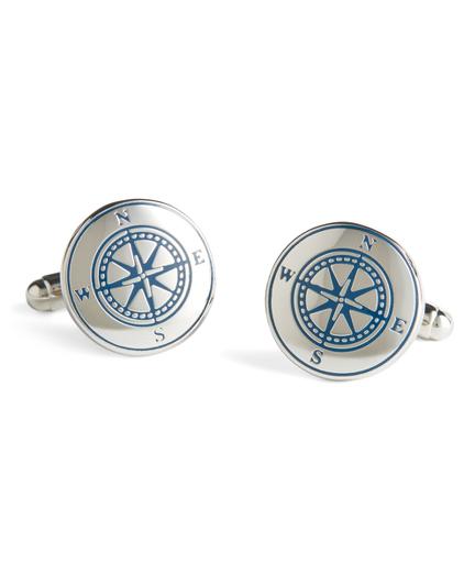 Brooks Brothers Sterling Silver Compass Cuff Links