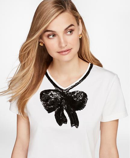 Brooks Brothers Sequined Bow Applique T-shirt