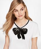 Brooks Brothers Sequined Bow Applique T-shirt