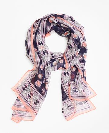 Brooks Brothers Daisy-print Silk Chiffon Oblong Scarf