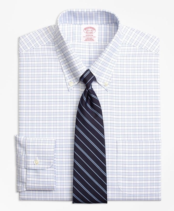 Brooks Brothers Men's Brookscool Regular Fit Classic-fit Dress Shirt, Non-iron Triple Windowpane