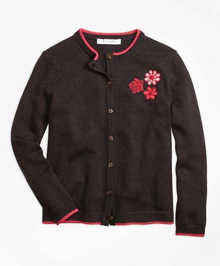 Brooks Brothers Merino Wool Embroidered Cardigan
