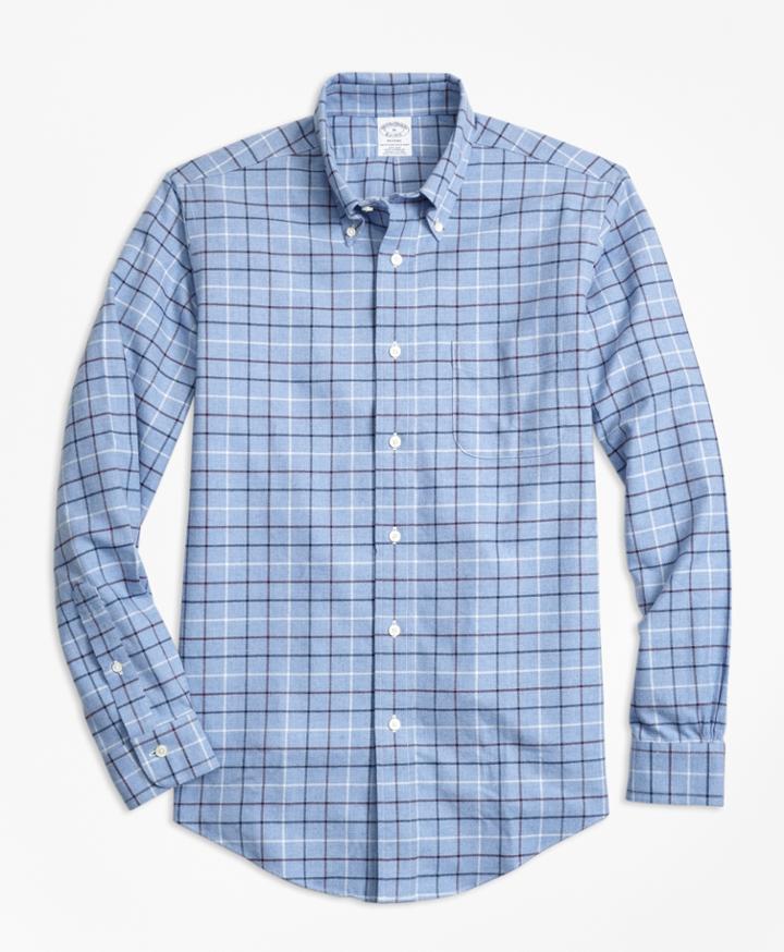 Brooks Brothers Men's Non-iron Regent Fit Tattersall Flannel Sport Shirt
