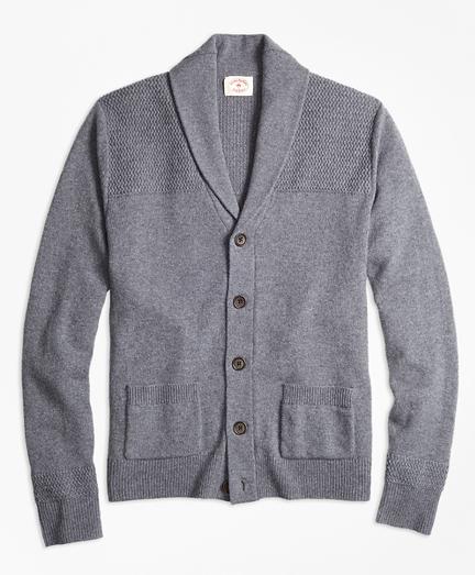 Brooks Brothers Heathered Block-stitch Cardigan