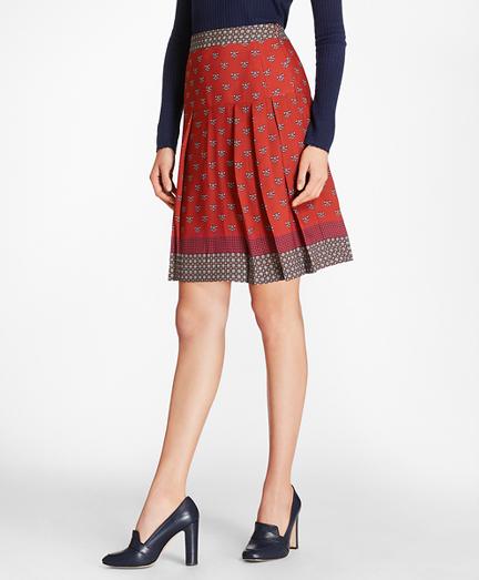 Brooks Brothers Foulard Silk Georgette Pleated Skirt