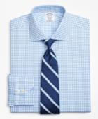Brooks Brothers Men's Stretch Slim Fitted Dress Shirt, Non-iron Royal Oxford Gingham