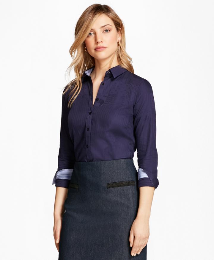 Brooks Brothers Women's Tailored-fit Patchwork Jacquard Shirt