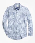 Brooks Brothers Milano Fit Reverse Palm Tree Print Sport Shirt