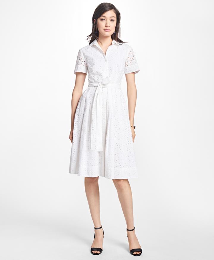 Brooks Brothers Women's Petite Cotton Eyelet Shirt Dress