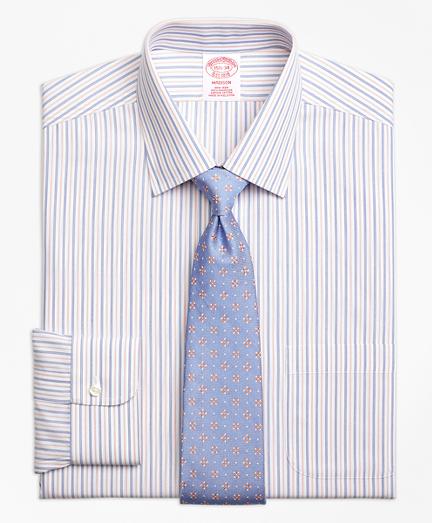 Brooks Brothers Non-iron Madison Fit End-on-end Alternating Stripe Dress Shirt
