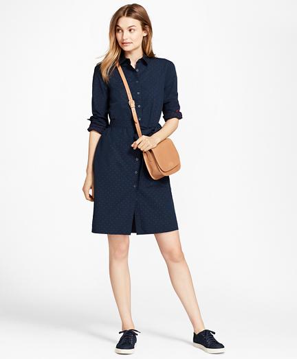 Brooks Brothers Dobby-dot Cotton Shirt Dress