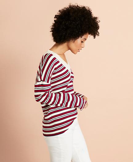 Brooks Brothers Striped V-neck Oversized Sweater