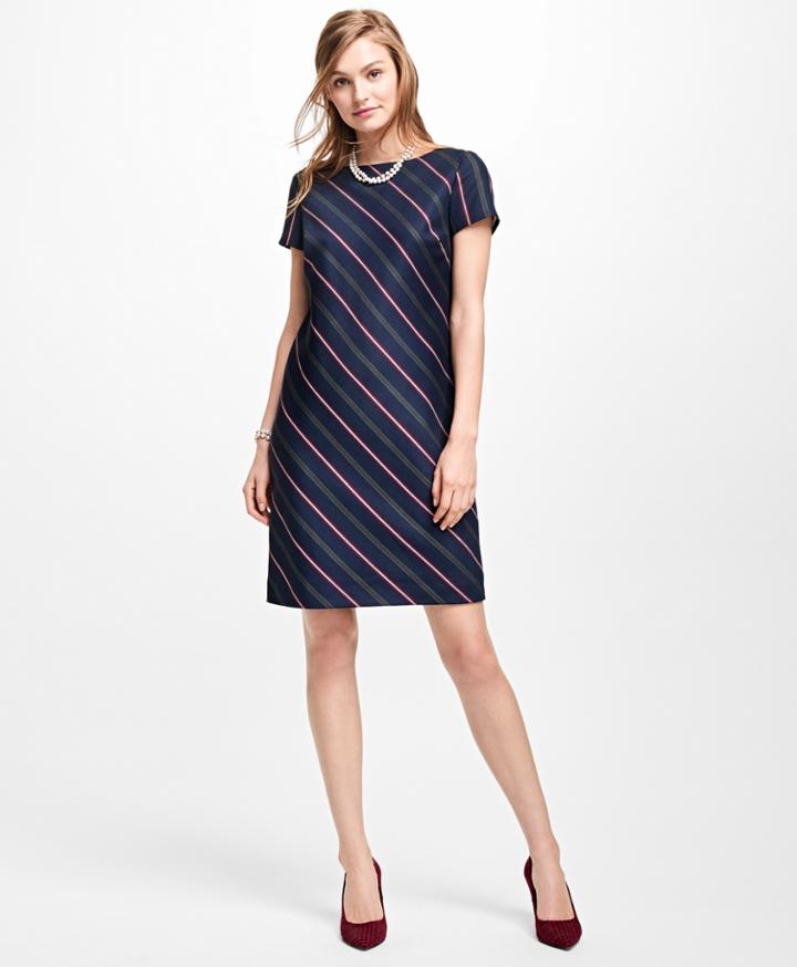 Brooks Brothers Women's Striped Wool Shift Dress