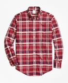 Brooks Brothers Men's Non-iron Milano Fit Red Plaid Sport Shirt