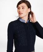 Brooks Brothers Lace-trimmed Merino Wool Cropped Cardigan