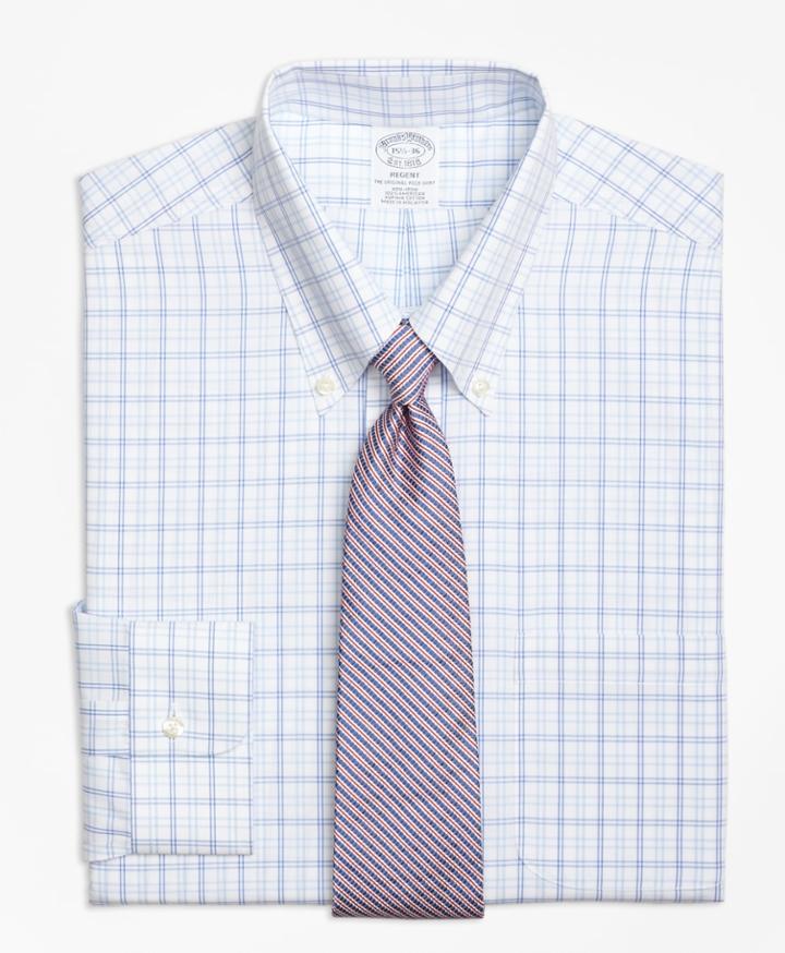 Brooks Brothers Men's Slim Fitted Dress Shirt, Non-iron Alternating Twin Tattersall