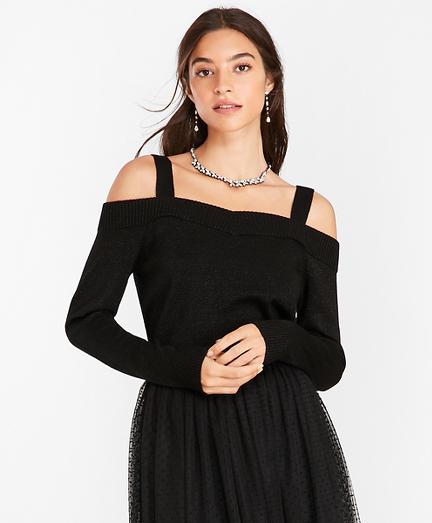 Brooks Brothers Shimmer Knit Off-the-shoulder Sweater