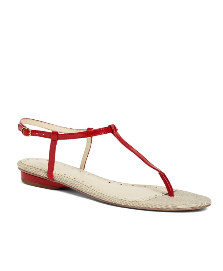 Brooks Brothers Women's Patent Kidskin T-strap Sandal