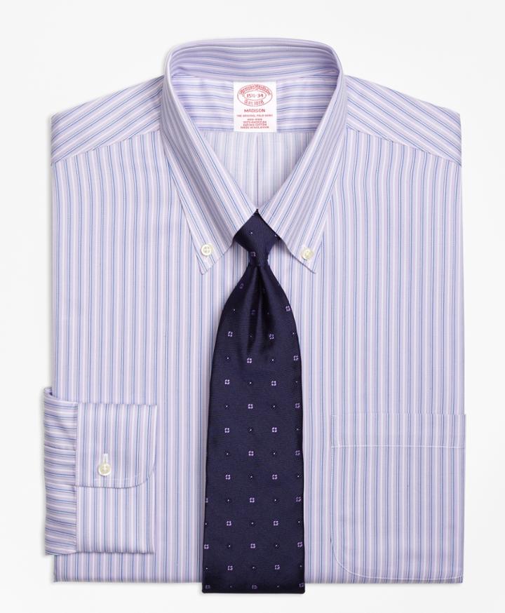 Brooks Brothers Men's Non-iron Regular Fit Triple Stripe Dress Shirt