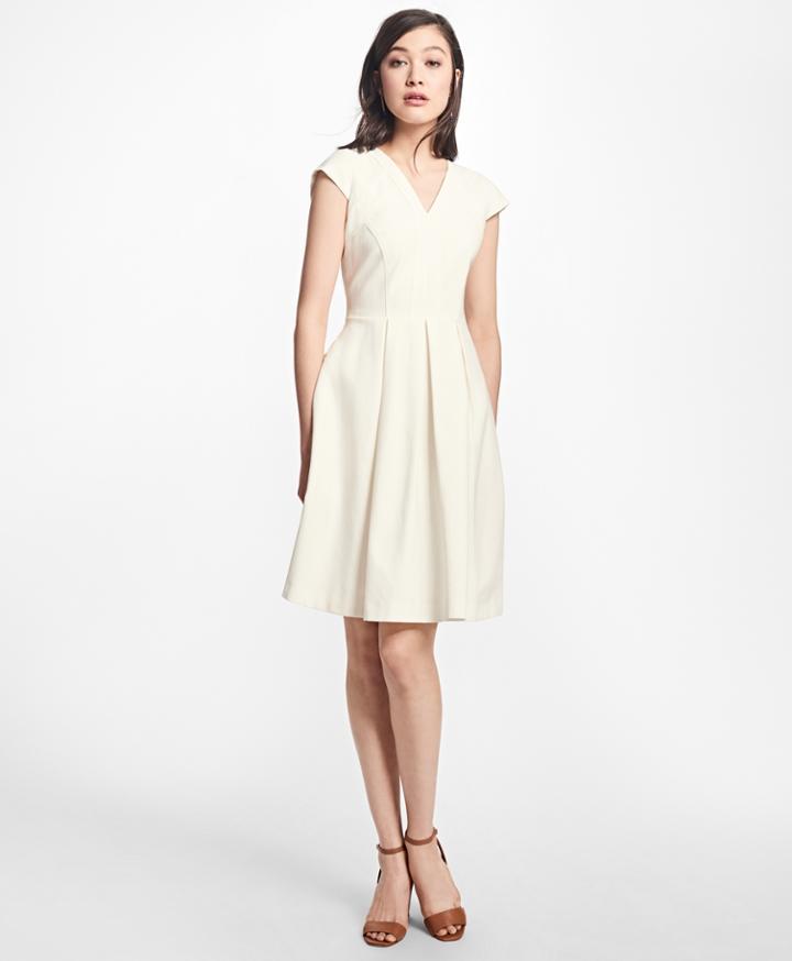 Brooks Brothers Women's Pleated Stretch-cotton V-neck Dress