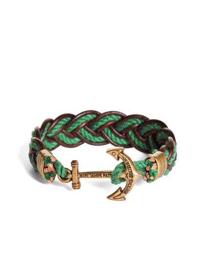 Brooks Brothers Kiel James Patrick Green And Brown Leather Braided Bracelet