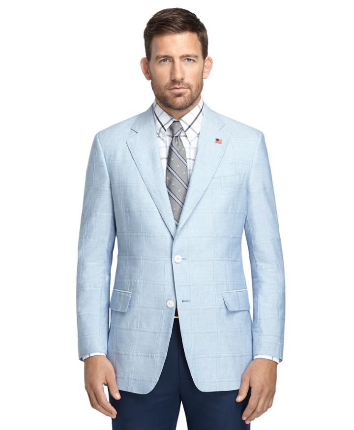 Brooks Brothers Men's Regent Fit Blue Chambray Patch Sport Coat