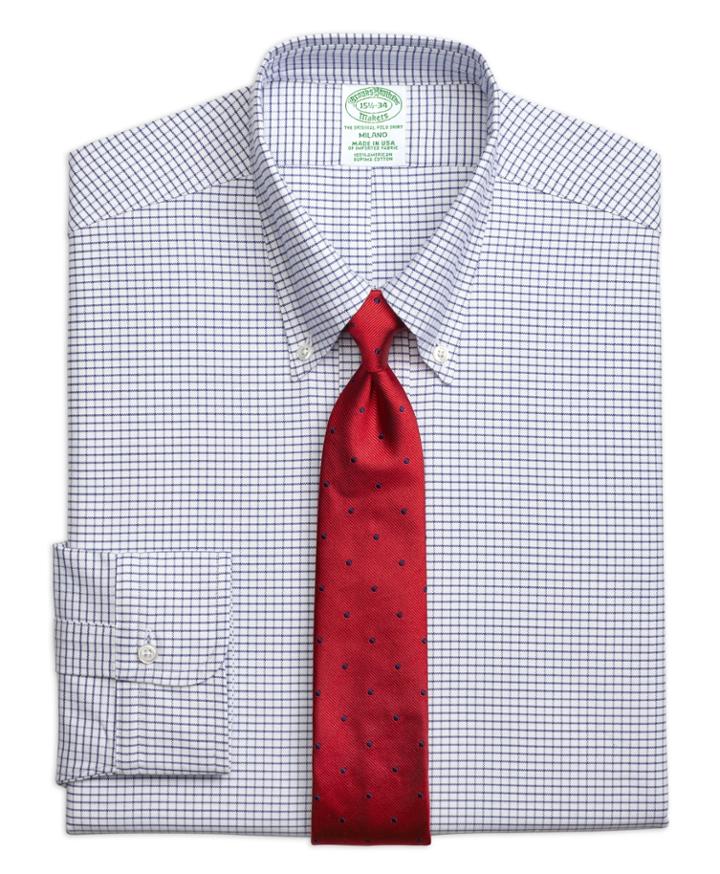 Brooks Brothers Men's Original Polo Button-down Oxford Extra Slim Fit Slim-fit Dress Shirt, Small Windowpane