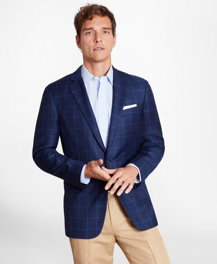 Brooks Brothers Men's Regent Fit Navy Check Sport Coat