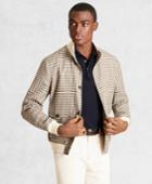 Brooks Brothers Men's Golden Fleece Wool Linen Houndstooth Bomber Jacket