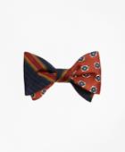 Brooks Brothers Men's Multi-framed Stripe With Print Medallion Reversible Bow Tie