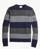 Brooks Brothers Wide-stripe Cable Crewneck Sweater