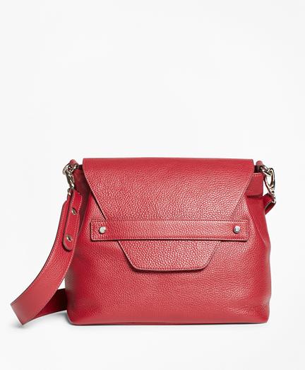 Brooks Brothers Pebbled Leather Envelope-flap Shoulder Bag