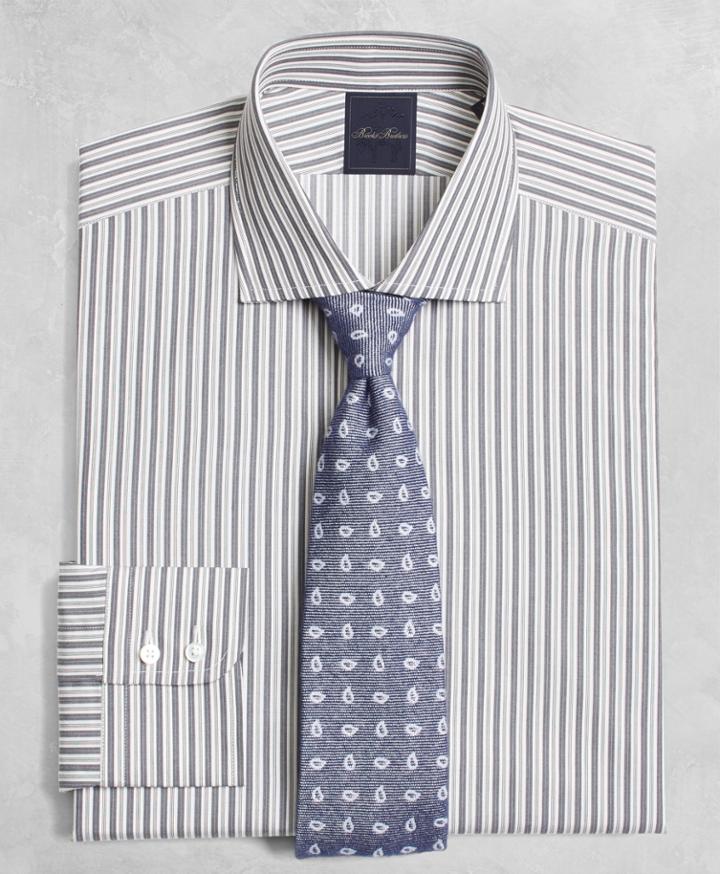 Brooks Brothers Men's Golden Fleece Slim Fit Alternating-split-stripe English-collar Dress Shirt