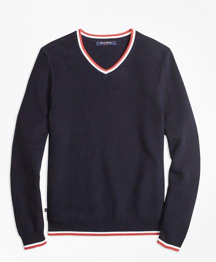 Brooks Brothers Supima Cotton Tipped V-neck Sweater