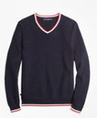 Brooks Brothers Supima Cotton Tipped V-neck Sweater